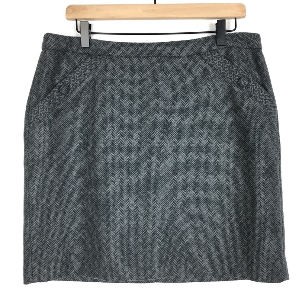 BANANA REPUBLIC Mini Skirt Wool Herringbone Minimalist Neutral Pencil Size 12